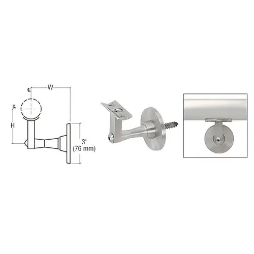 Brushed Stainless Manhattan Series Wall Mounted Hand Rail Bracket