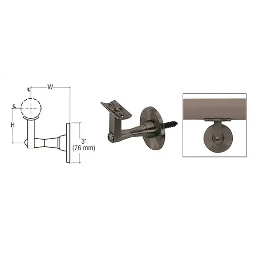 Dark Bronze Aluminum Manhattan Series Wall Mounted Hand Rail Bracket Dark Bronze Aluminum Manhattan Series Wall Mounted Hand Rail Bracket