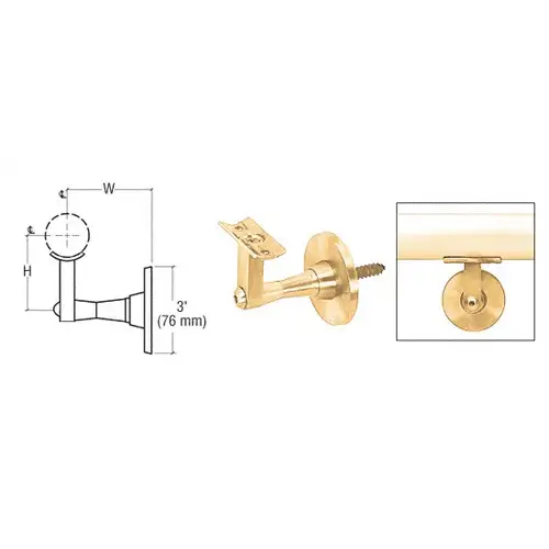 Polished Brass Manhattan Series Wall Mounted Hand Rail Bracket Polished Brass Manhattan Series Wall Mounted Hand Rail Bracket