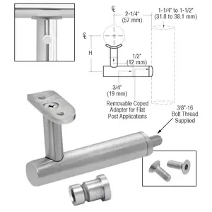 CRL HR3EPBS 316 Brushed Stainless Short Arm Malibu Series Post Mounted Hand Rail Bracket