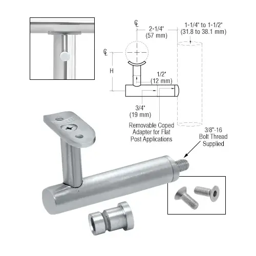 Mill Aluminum Short Arm Malibu Series Post Mounted Hand Rail Bracket Mill Aluminum Short Arm Malibu Series Post Mounted Hand Rail Bracket