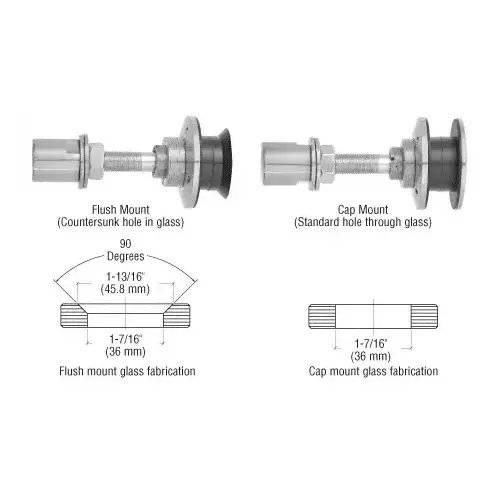 316 Brushed Stainless Steel Swivel Combination Fastener for 1/2" to 1-1/16" Glass