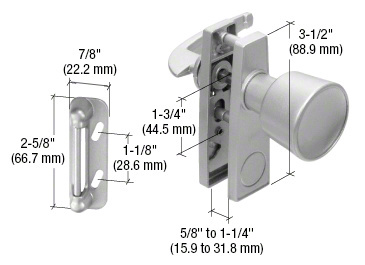CRL K5000 Aluminum Screen and Storm Door Tulip Knob Latch with 1-3