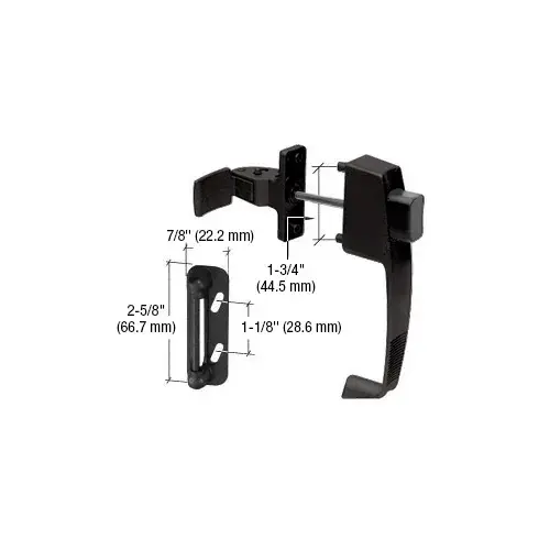 Black Screen and Storm Door Push Button Latch with Tie Down Screw with 1-3/4" Screw Holes Black Screen and Storm Door Push Button Latch with Tie Down Screw with 1-3/4" Screw Holes