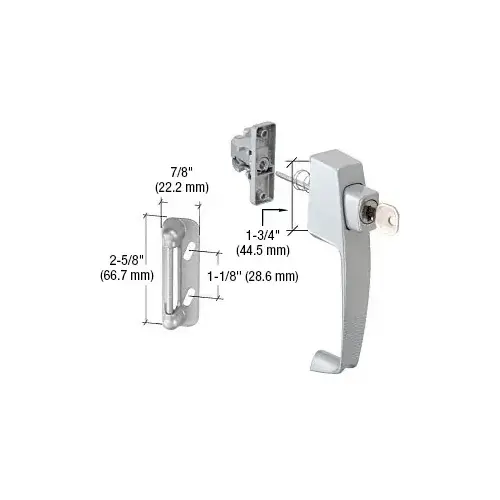 Aluminum Screen and Storm Door Keyed Push Button Latch with Tie Down Screw and 1-3/4" Screw Holes