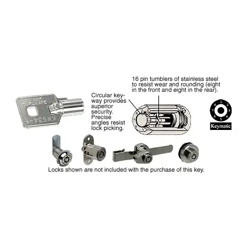 Keymatic Number 6 Combination Key for Keymatic Series Locks Brite Nickel Plated Keymatic Number 6 Combination Key for Keymatic Series Locks Brite Nickel Plated