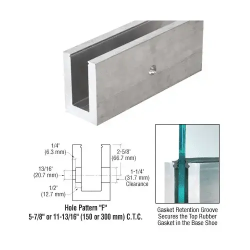 L21S Series Mill Aluminum 118-1/8" Square Base Shoe Drilled for 27/32" Glass L21S Series Mill Aluminum 118-1/8" Square Base Shoe Drilled for 27/32" Glass