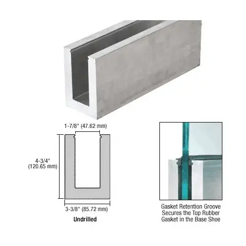 L25S Series Mill Aluminum 118-1/8" Square Base Shoe Undrilled for 1-1/16" Glass L25S Series Mill Aluminum 118-1/8" Square Base Shoe Undrilled for 1-1/16" Glass