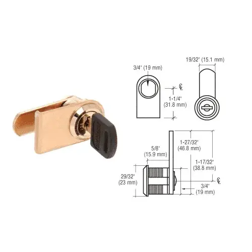 Brass Right Hand Lock for Cabinet Swinging Glass Door - Randomly Keyed Brass Right Hand Lock for Cabinet Swinging Glass Door - Randomly Keyed