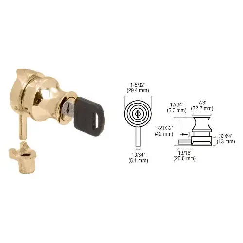 Gold Plated Keyed Alike Cylinder Lock for 1/4" Glass Door Gold Plated Keyed Alike Cylinder Lock for 1/4" Glass Door