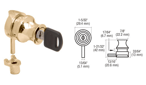 CRL LK40KA Gold Plated Keyed Alike Cylinder Lock for 1/4" Glass Door