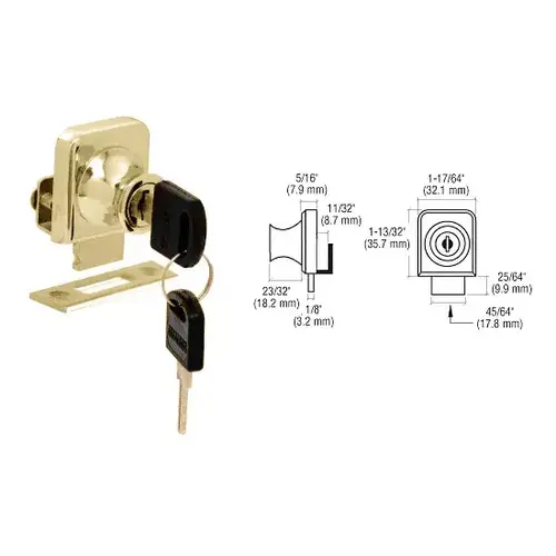 Gold Plated Lock for 1/4" Cabinet Glass Door - Keyed Alike Gold Plated Lock for 1/4" Cabinet Glass Door - Keyed Alike