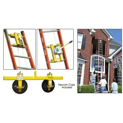 Yellow Wood's Ladder Lifter with Two W4950 8" Vacuum Cups