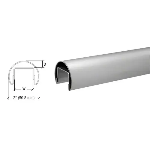 316 Brushed Stainless 50.8 mm Premium Cap Rail for 21.52 or 25.52 mm Glass - 3 m Long 316 Brushed Stainless 50.8 mm Premium Cap Rail for 21.52 or 25.52 mm Glass - 3 m Long