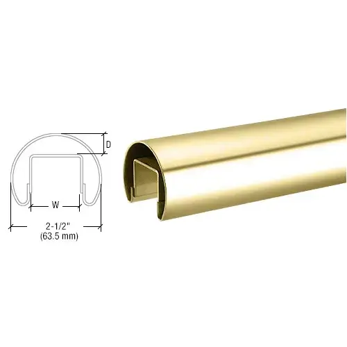Polished Brass 63.5 mm Premium Cap Rail for 21.52 mm or 25.52 mm Glass - 3 m Long Polished Brass 63.5 mm Premium Cap Rail for 21.52 mm or 25.52 mm Glass - 3 m Long