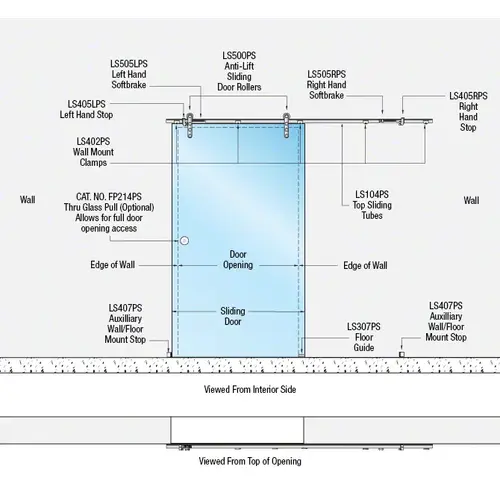 316 Polished Stainless Laguna Series Wall Mount Single Slider with Softbrake Kit 316 Polished Stainless Laguna Series Wall Mount Single Slider with Softbrake Kit