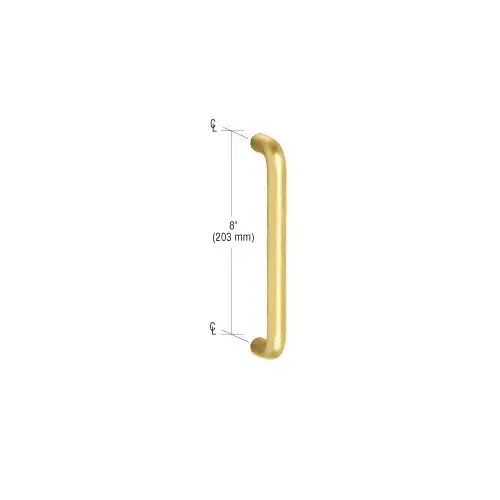 1" Polished Brass Solid Pull Handle - 8"