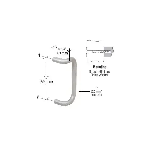 10" Brushed Stainless Solid Offset Pull Handle 10" Brushed Stainless Solid Offset Pull Handle
