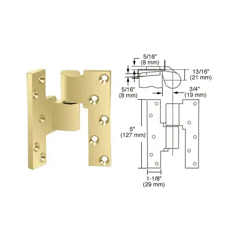Polished Brass Left Hand 3/4" Offset Intermediate Pivot Polished Brass Left Hand 3/4" Offset Intermediate Pivot