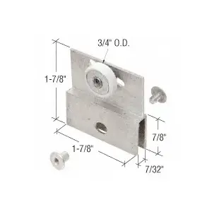 CRL M6054 Chrome 3/4" Nylon Ball Bearing Shower Door Flat Edge Roller Assembly Aluminum - pack of 2
