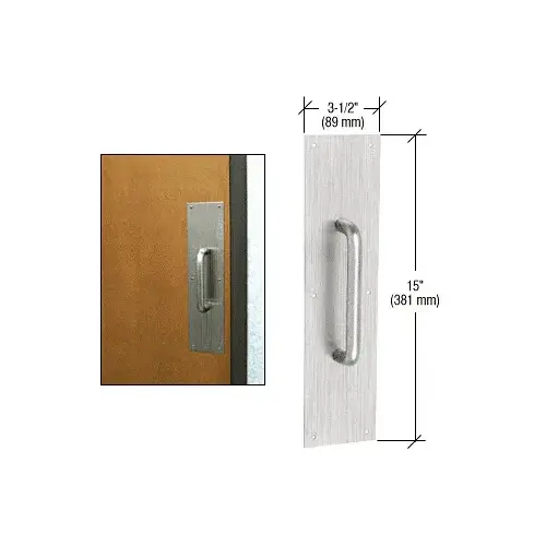 3/4" Diameter Brushed Stainless 8" Pull Handle with 3-1/2" x 15" Pull Plate 3/4" Diameter Brushed Stainless 8" Pull Handle with 3-1/2" x 15" Pull Plate