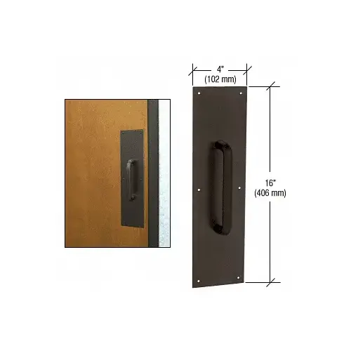 3/4" Diameter Oil Rubbed Bronze 8" Pull Handle with 4" x 16" Pull Plate
