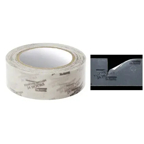 Clear Orange 1-1/2" Vinyl Molding Retention Tape with Warning - 108 Foot Roll