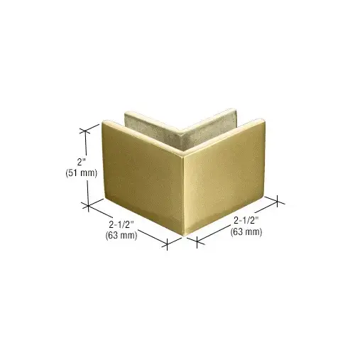 2-1/2" x 2" Polished Brass 90 degree Outside Corner Mall Front Clamp 2-1/2" x 2" Polished Brass 90 degree Outside Corner Mall Front Clamp
