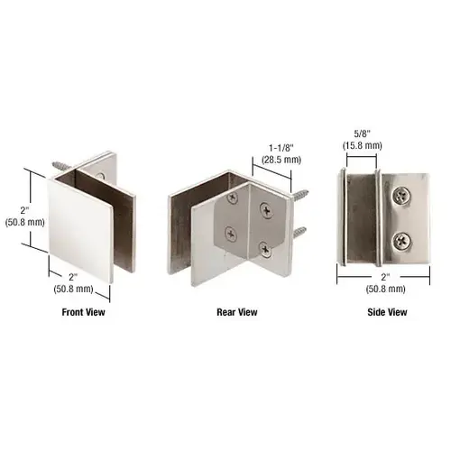 Polished Stainless Wall Mount Square Mall Front Clamp Polished Stainless Wall Mount Square Mall Front Clamp