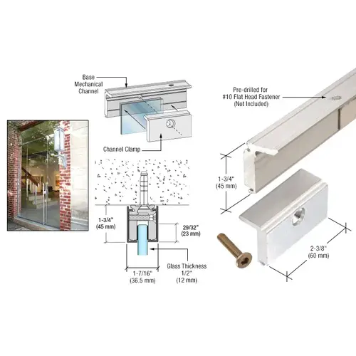 Brushed Brite Anodized 10' Mechanical Glazing Channel for 1/2" Brushed Brite Anodized 10' Mechanical Glazing Channel for 1/2"