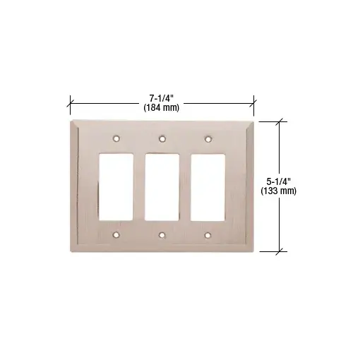 Brushed Nickel Triple Designer Metal Mirror Plate Brushed Nickel Triple Designer Metal Mirror Plate