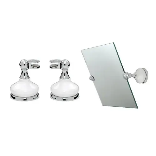 Porcelain and Chrome Mirror Pivots Pair
