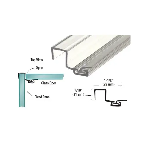 'U' Seal Polycarbonate Strike with Leg and Insert at 90 Degrees for 3/8" Glass - 24" Stock Length - pack of 25 'U' Seal Polycarbonate Strike with Leg and Insert at 90 Degrees for 3/8" Glass - 24" Stock Length - pack of 25