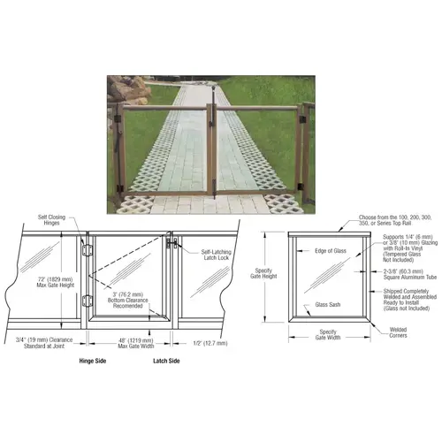 Custom 200 Series Aluminum Railing Gate for Glass