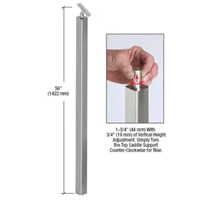 CRL P1BPSBS P1 Series 316 Brushed Stainless 56" Railing Post Only With Adjustable Saddle