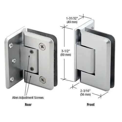 Satin Chrome Pinnacle Adjustable Wall Mount Offset Back Plate Hinge Satin Chrome Pinnacle Adjustable Wall Mount Offset Back Plate Hinge