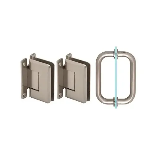 Brushed Nickel Pinnacle Shower Pull and Hinge Set