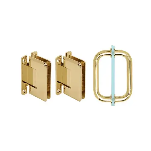 Polished Brass Pinnacle Shower Pull and Hinge Set Polished Brass Pinnacle Shower Pull and Hinge Set