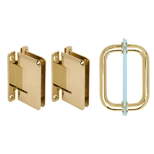 Polished Brass Pinnacle Shower Pull and Hinge Set Polished Brass Pinnacle Shower Pull and Hinge Set