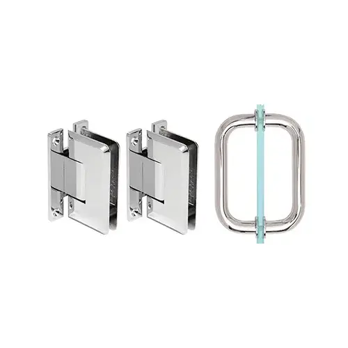 Polished Chrome Pinnacle Shower Pull and Hinge Set