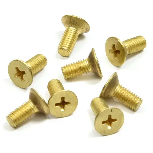 Satin Brass 5 x 12 mm Cover Plate Flat Head Phillips Screws - pack of 8 Satin Brass 5 x 12 mm Cover Plate Flat Head Phillips Screws - pack of 8