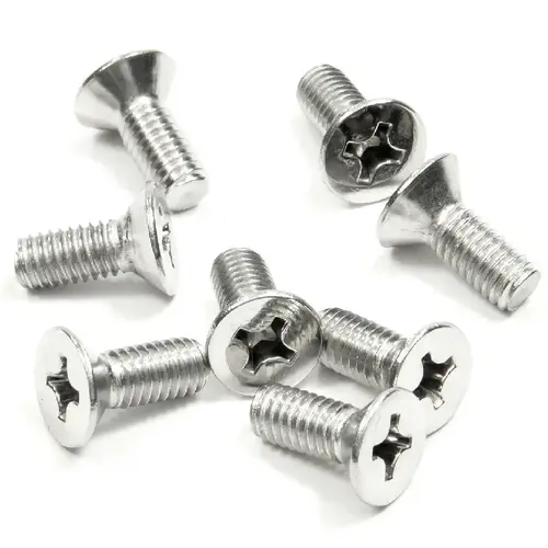 Chrome 6 x 15 mm Cover Plate Flat Head Phillips Screws - pack of 8