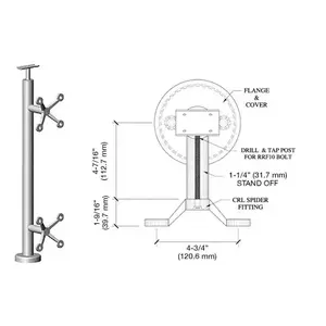 CRL P636CBS Brushed Stainless 36" P6 Series Spider 180 Degree Center Post Railing Kit