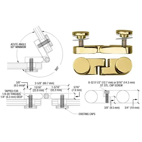 Brass Standard Cap Angle Panel Connector