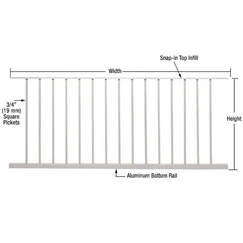 Sky White 200, 300, 350, and 400 Series 72"W x 48"H Picket Panel