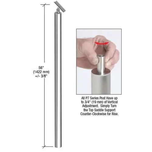 Polished Stainless 56" P7 Series Adjustable Swivel Blank Post Polished Stainless 56" P7 Series Adjustable Swivel Blank Post