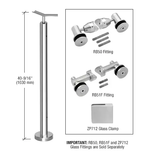 Polished Stainless 42" P7 Series 135 Degree Angle Post Railing Kit No Fittings Polished Stainless 42" P7 Series 135 Degree Angle Post Railing Kit No Fittings