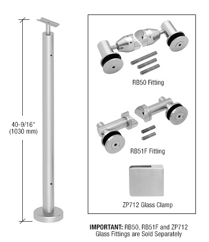 CRL P7F42CBS Brushed Stainless 42" P7 Series 180 Degree Center Post Railing Kit No Fittings