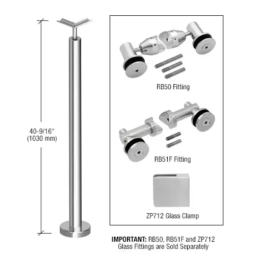 Polished Stainless 42" P7 Series Corner Post Railing Kit No Fittings Polished Stainless 42" P7 Series Corner Post Railing Kit No Fittings
