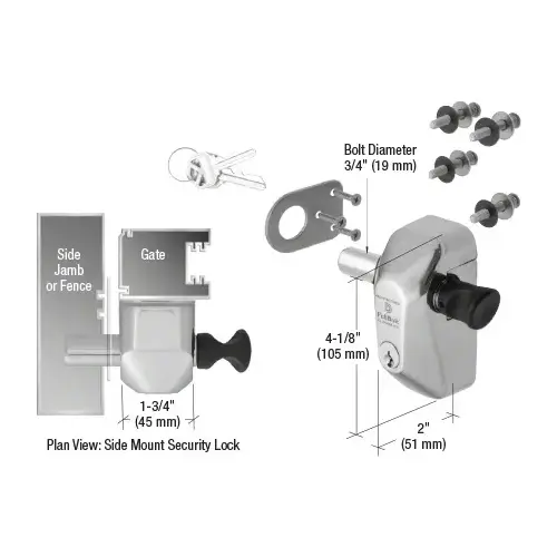 316 Polished Stainless Steel Security Side Mount Lock 316 Polished Stainless Steel Security Side Mount Lock